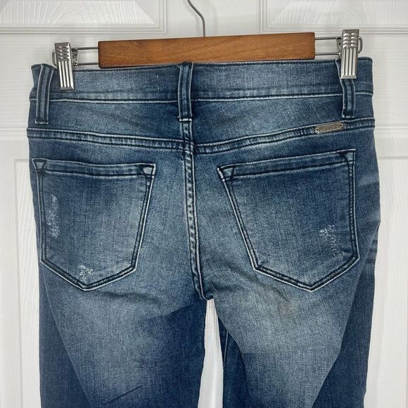 KanCan Women's Mid Wash Low Rise Distressed Skinny‎ Moto Ankle Jeans Size 24 - Picture 10 of 16